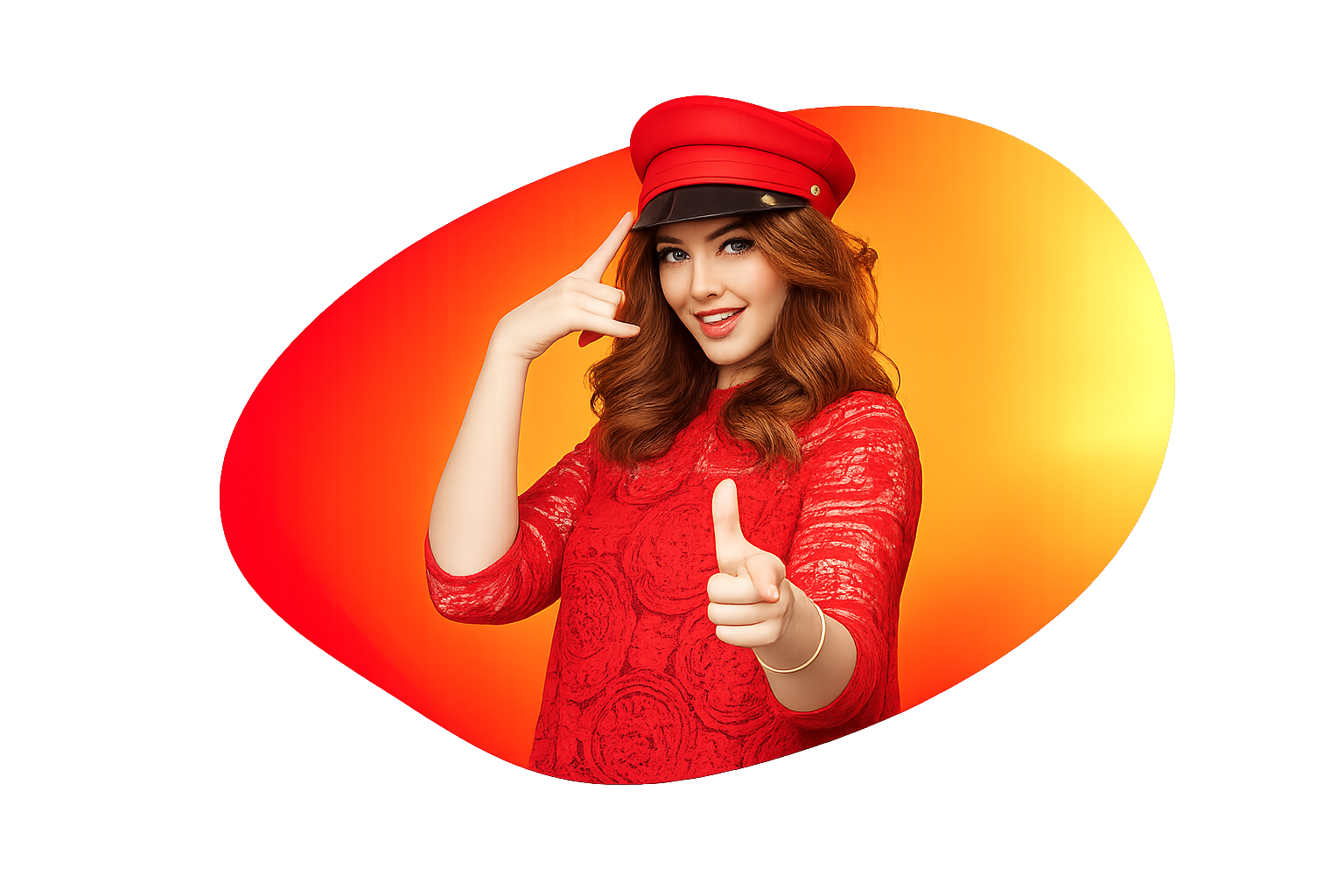 Jonge dame die contact op neemt