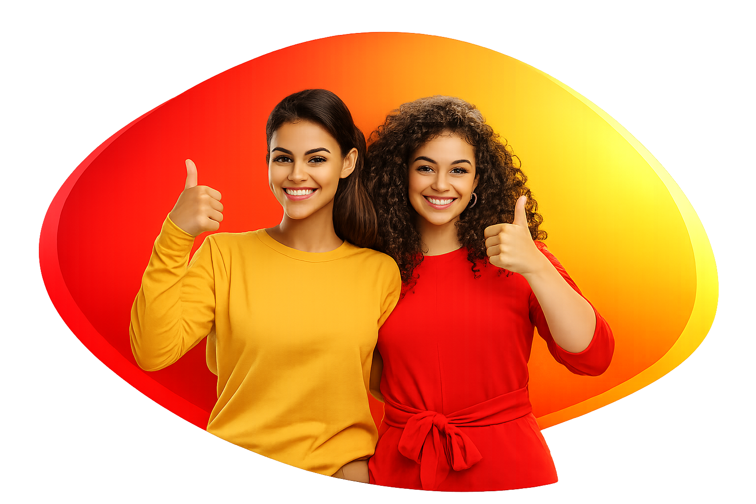 jonge vrouw in rood en geel