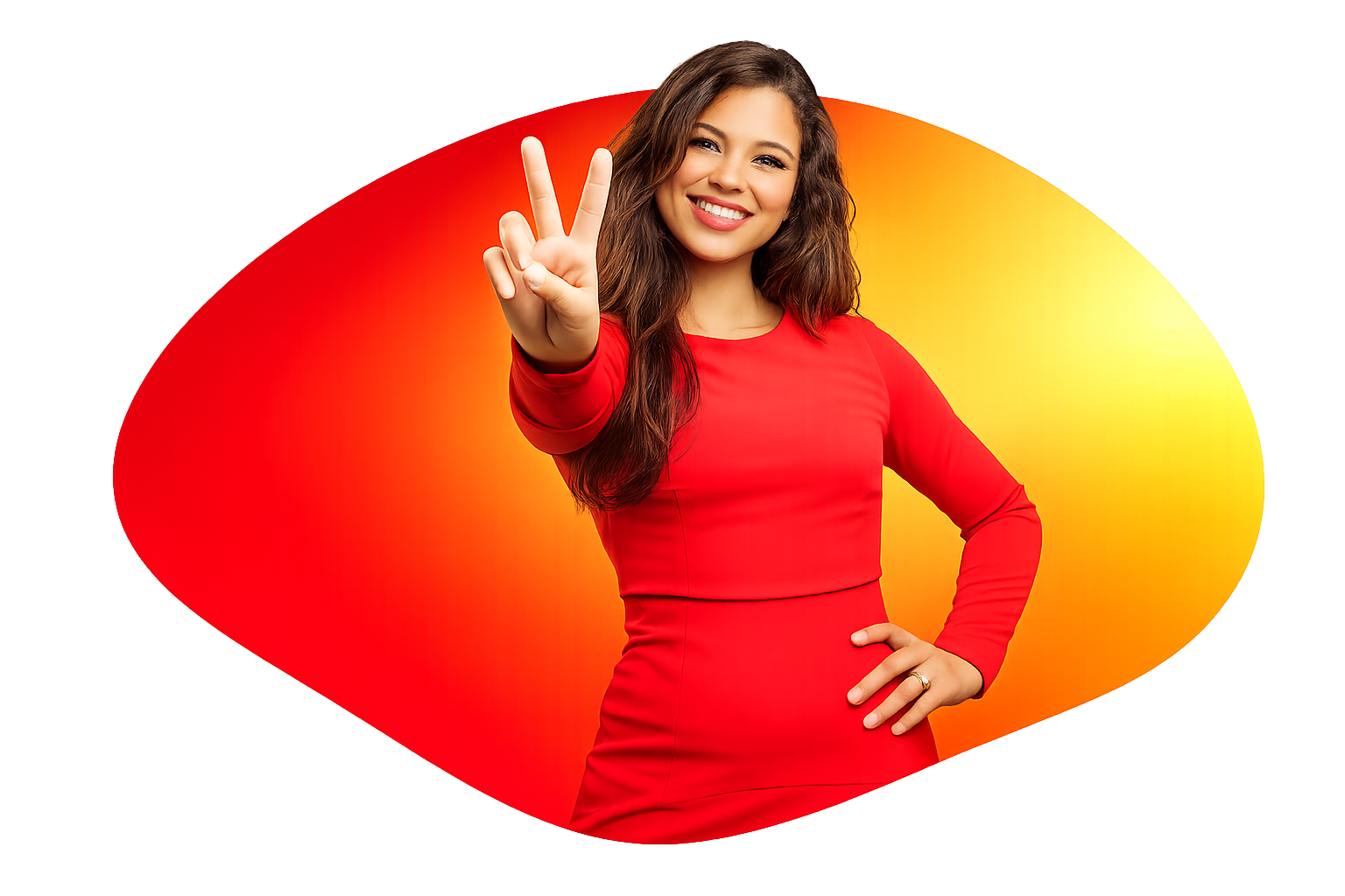 jonge vrouw met peace